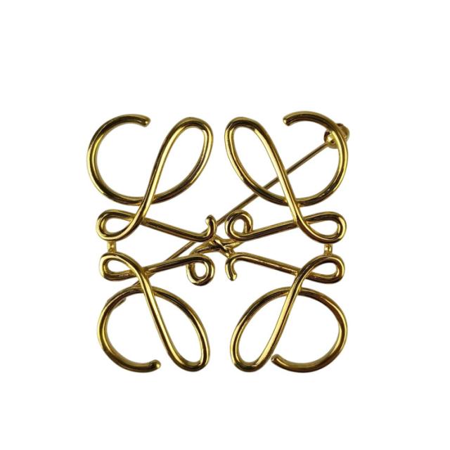 LOEWE ロエベ ブローチ ANAGRAM BROOCH アナグラム ブローチ ゴールド系 メタル ユニセックス 美品【本物保証】