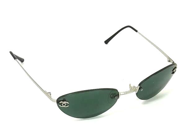 CHANEL シャネル サングラス ココマーク 4003 シルバー ブラック クリアカーキ メタル ユニセックス 超美品【本物保証】 CHANEL シャネル サングラス ココマーク 4003 シルバー ブラック