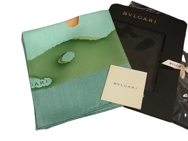 BVLGARI ブルガリ スカーフ - - グリーン系 シルク100% レディース ツリー柄 大判 新品未使用展示品【本物保証】