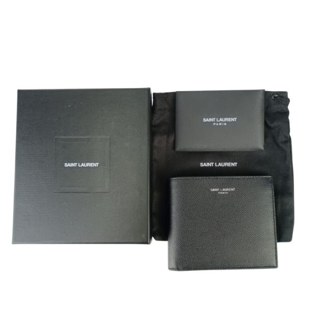 SAINT LAURENT サンローラン 財布/コインケース 二つ折り財布 396307 ブラック レザー メンズ 超美品【本物保証】_9