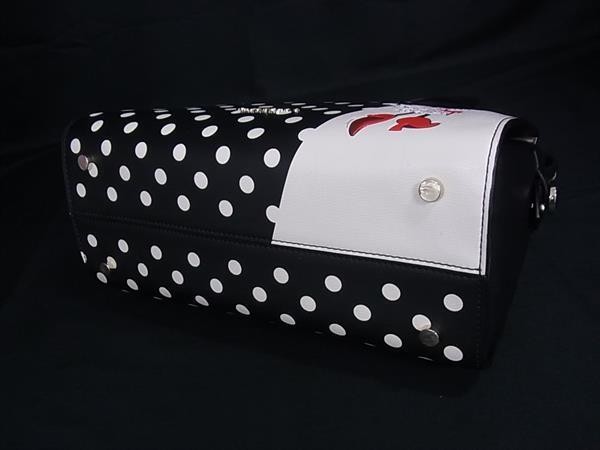 KATE SPADE ケイトスペード ハンドバッグ ディズニーコラボ ミニーマウス ブラック系×ホワイト系 レザー レディース 2WAY ゴールド金具 超美品【本物保証】_3