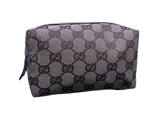 GUCCI グッチ ポーチ GGキャンバス 29595 ベージュ ブラウン キャンバス レザー レディース【本物保証】