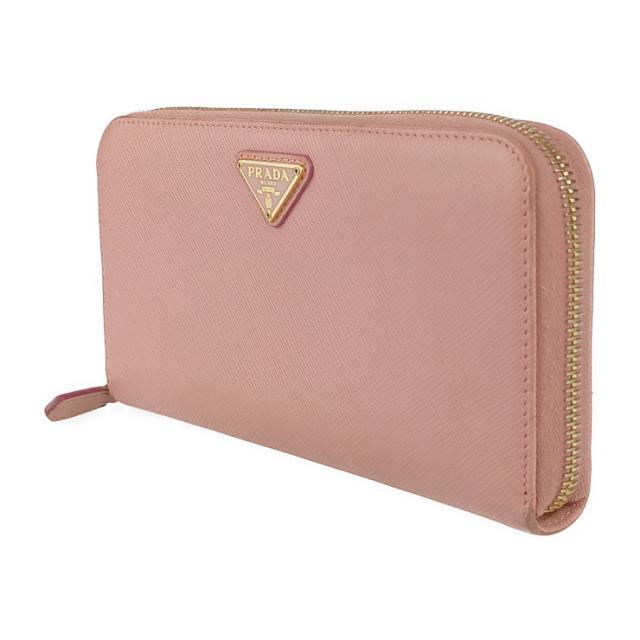 PRADA プラダ サフィアーノ ラウンドファスナー ピンク系 ゴールドロゴ