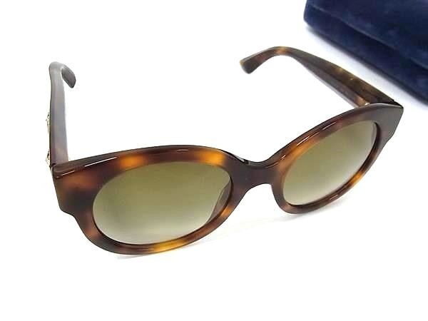 GUCCI グッチ サングラス インターロッキングG GG0207S ブラウン系×レンズ ブラウングラデーション系 プラスチック ユニセックス べっ甲調 スター 美品【本物保証】