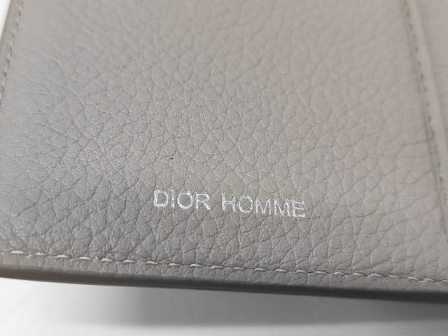 DIOR HOMME ディオールオム 財布 グレー レザー メンズ 二つ折り長財布 新古未使用展示品【本物保証】