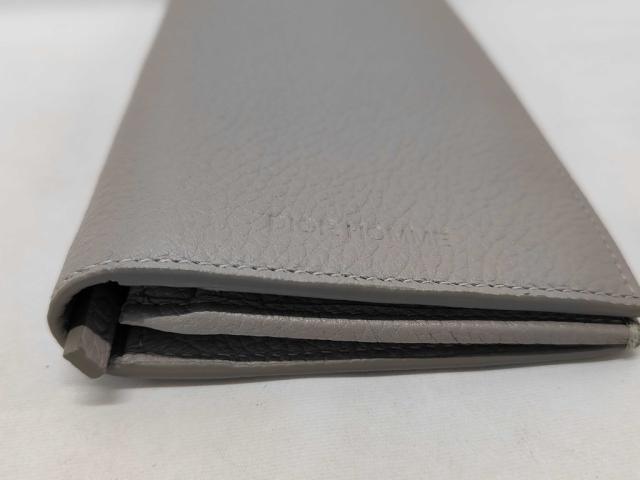DIOR HOMME ディオールオム 財布 グレー レザー メンズ 二つ折り長財布 新古未使用展示品【本物保証】
