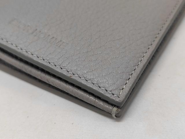 DIOR HOMME ディオールオム 財布 グレー レザー メンズ 二つ折り長財布 新古未使用展示品【本物保証】