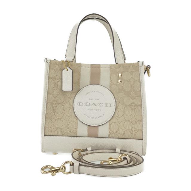 COACH コーチ ハンドバッグ デンプシー トート 22  C8417 ベージュ系 ゴールド金具 シグネチャー ジャカード レザー レディース 2WAY ショルダーバッグ【本物保証】