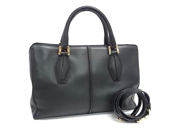 TODS トッズ ハンドバッグ Dキューブ ブラック レザー レディース 2WAY【本物保証】