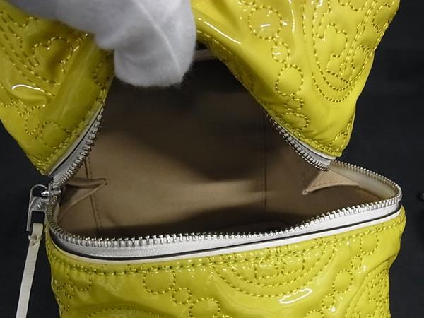 TORY BURCH トリーバーチ ハンドバッグ Tモノグラム キューブバッグ イエロー ブラック パテントレザー レザー レディース エンボス 2WAY 美品【本物保証】_5