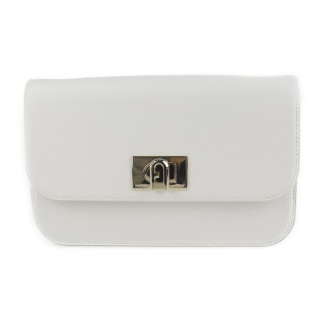超美品 Furla フルラ 2WAY クラッチバッグ ショルダーバッグ EAW4A レザー ホワイト ゴールド金具 1927 ポシェット ターンロック【本物保証】