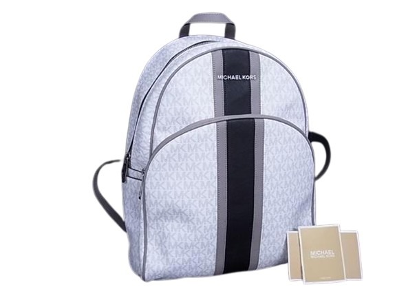 MICHAEL KORS マイケルコース リュックサック バックパック 35S9SAYB7B ホワイト系×グレー系 PVC×レザー ユニセックス 超美品【本物保証】
