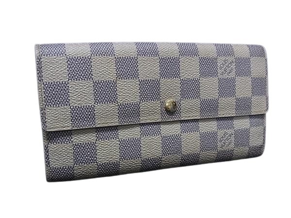 LOUIS VUITTON ルイヴィトン 財布 ダミエアズール ポルトフォイユ サラ N61735 アズール PVC レザー ユニセックス 二つ折り長財布 ゴールド金具【本物保証】