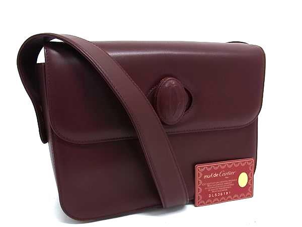 Cartier カルティエ バッグ マストライン ターンロック ショルダーバッグ ボルドー系 レザー レディース【本物保証】