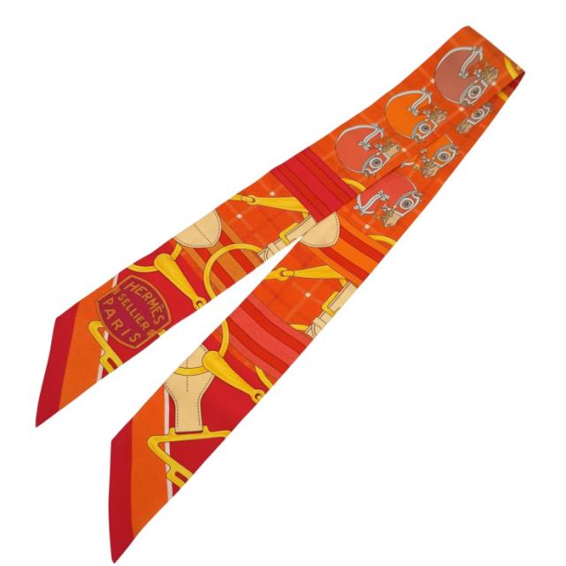 HERMES エルメス リボンスカーフ ツイリー マルチカラー系 シルク100％ レディース BOUQUETS SELLIER 美品【本物保証】 17,528円