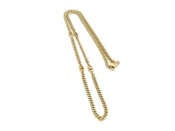 ChristianDior ディオール ネックレス ゴールド系 メタル ユニセックス CDロゴ ロング 美品【本物保証】
