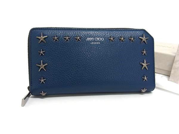 超美品 JIMMY CHOO ジミーチュウ 長財布 カーナビー - ブルー系 レザー  