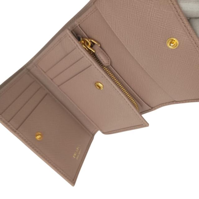 PRADA プラダ 三つ折り財布 1MH025 ベージュ系 サフィアーノレザー レディース ゴールド金具 美品【本物保証】_6