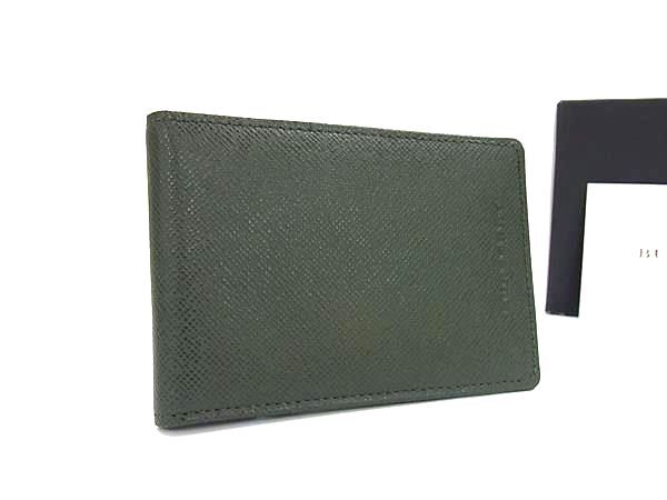 BURBERRY バーバリー カードケース パスケース - グリーン系 レザー ユニセックス 美品【本物保証】