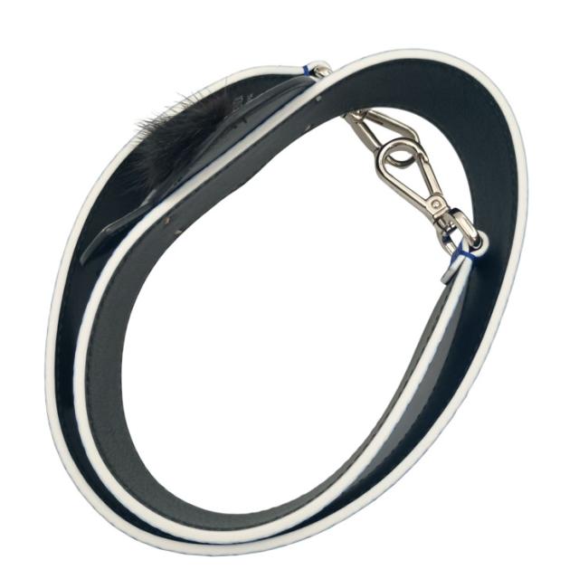 FENDI フェンディ ショルダーストラップ STRAP YOU KARLITO ストラップ ユー カーリト カールラガーフェルド ブルー ブラック ホワイト系 パイソン レザー ファー ユニセックス シルバー金具 美品【本物保証】_3