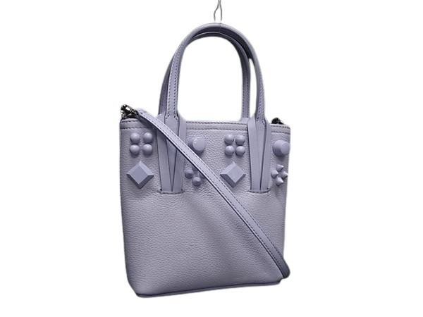 Christian Louboutin クリスチャンルブタン ハンドバッグ カバタ ミニ ライトパープル レザー レディース 2WAY スタッズ 超美品【本物保証】