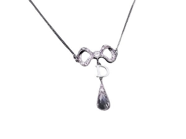 Dior クリスチャンディオール シルバー リボンモチーフネックレス