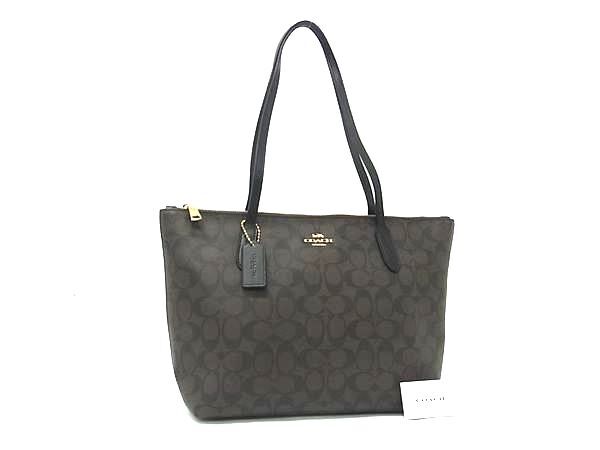 COACH コーチ ハンドバッグ シグネチャー 4455 ブラウン PVC レザー レディース 新品未使用展示品【本物保証】