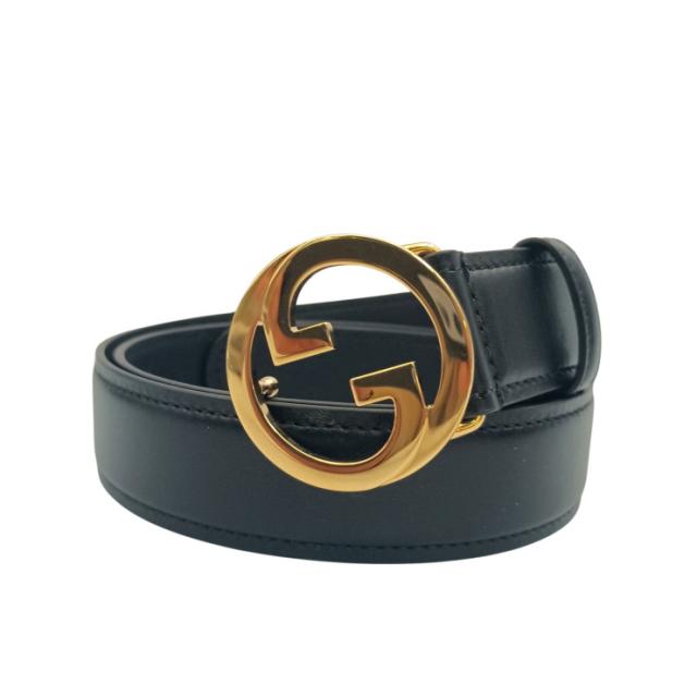 GUCCI グッチ ベルト インターロッキングG 690557 ブラック系 カーフレザー ユニセックス ゴールド金具 超美品 GUCCI グッチ ベルト インターロッキングG 690557 ブラック系 カーフ