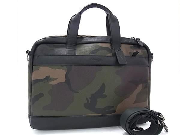 コーチ トートバッグ ブリーフケース レザー カモフラ 金具 ビジネス系