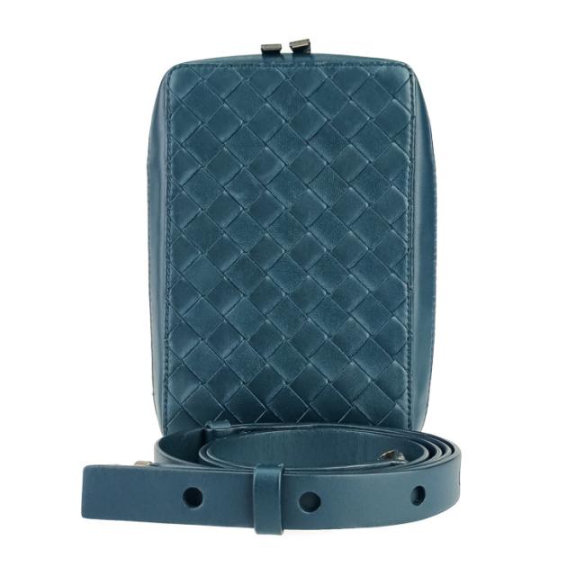 超美品 BOTTEGA VENETA ボッテガヴェネタ ショルダーバッグ クロスボディバッグ イントレチャート スモール ザ バルブ 592692 VO0BI ブルー系 レザー ユニセックス シルバー金具【本物保証】