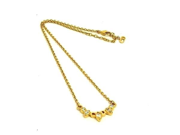 ChristianDior クリスチャンディオール ネックレス ゴールド メタル レディース ラインストーン クリップ式 美品【本物保証】
