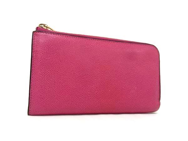 Valextra ヴァレクストラ 長財布 Lジップパース V9L24 パープルピンク系 レザー レディース L字ファスナー ゴールド金具 美品【本物保証】