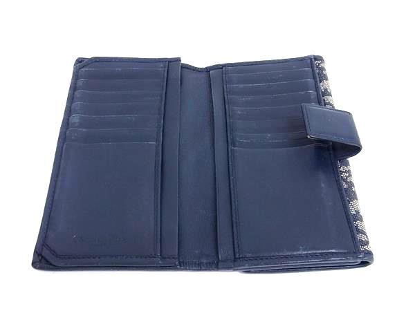 クリスチャンディオール トロッター 二つ折り長財布 ネイビー キャンバス レザー ChristianDior クリスチャンディオール 財布 トロッター - ネイビー系