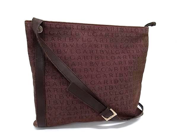 BVLGARI ブルガリ ショルダーバッグ ロゴマニア - ブラウン系 キャンバス×レザー ユニセックス【本物保証】
