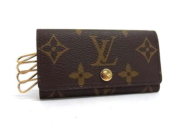 LOUIS VUITTON ルイヴィトン キーケース ミュルティクレ4 M62631 ブラウン系 モノグラム ユニセックス 4連 ゴールド金具 美品【本物保証】