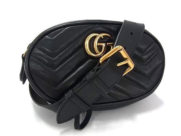 GUCCI グッチ ウエストバッグ GGマーモント 476434 ブラック レザー 