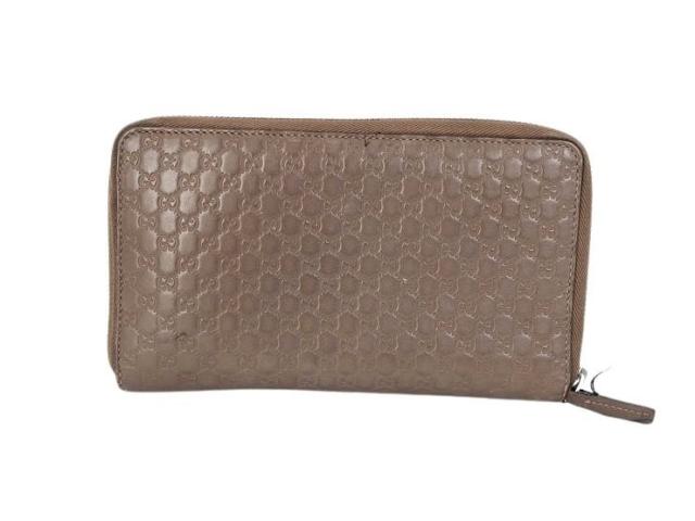 GUCCI グッチ 長財布 マイクログッチシマ トラベルドキュメントケース 391465 ブラウン系 レザー ユニセックス ラウンドファスナー オーガナイザー シルバー金具 美品【本物保証】