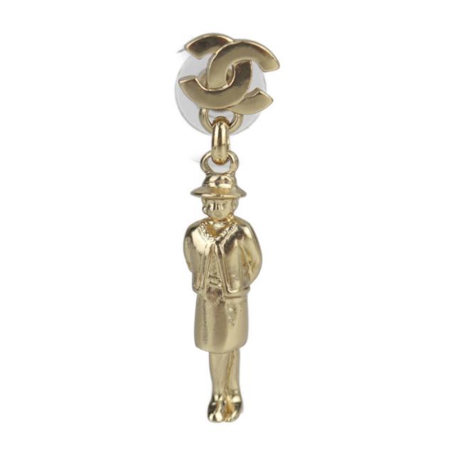 超美品 CHANEL シャネル マドモアゼル A13435 ピアス メタル ゴールド ココマーク スイング ドールモ【本物保証】_1