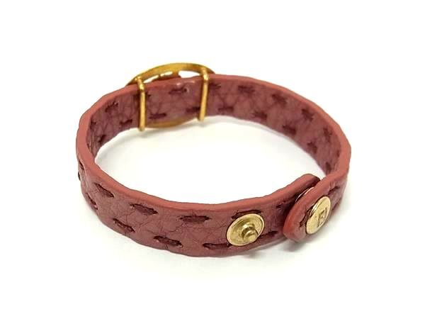 FENDI フェンディ ブレスレット セレリア ピンク ゴールド レザー レディース ホースモチーフ【本物保証】_2