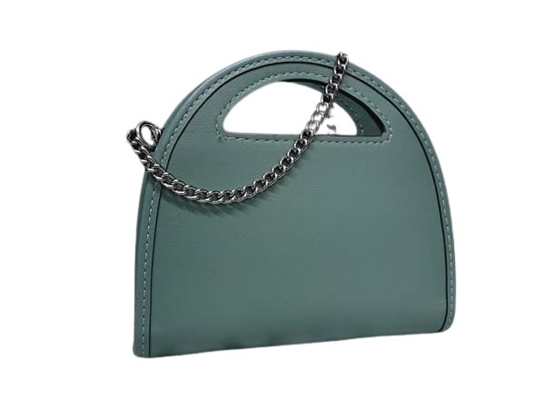 COACH コーチ チェーンウォレット トップハンドル CT879 グリーン レザー レディース シルバー金具 新古未使用展示品【本物保証】