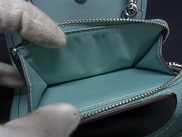 COACH コーチ チェーンウォレット トップハンドル CT879 グリーン レザー レディース シルバー金具 新古未使用展示品【本物保証】_5