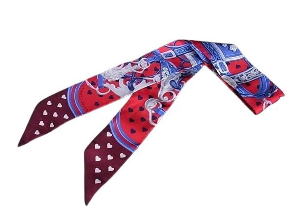 HERMES エルメス スカーフ ツイリー Brides de Gala Love ブリッド ドゥ ガラ ラヴ マルチカラー シルク100％ レディース リボンスカーフ 美品【本物保証】