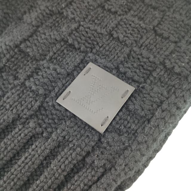 LOUIS VUITTON ルイヴィトン マフラー エシャルプ・ヘルシンキ M74421 ブラック カシミヤ100％ レザー メンズ ダミエパターン【本物保証】_3