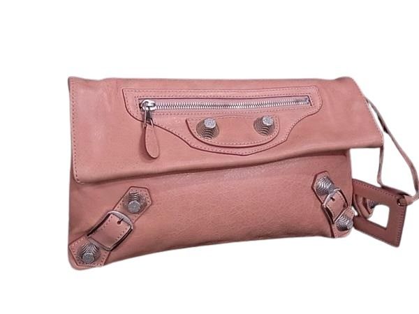 BALENCIAGA バレンシアガ クラッチバッグ ジャイアント エンベロープ 186182 ピンク レザー レディース シルバー金具 美品【本物保証】