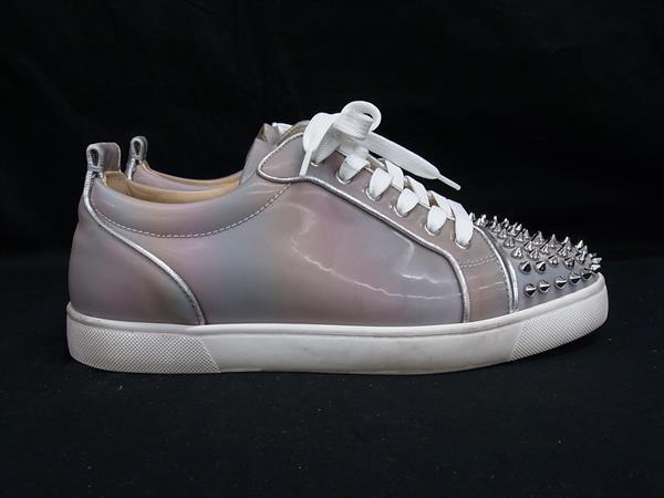 Christian Louboutin クリスチャンルブタン スニーカー ルイス ジュニア スパイク オルラト - グレー系 マルチカラー ナイロン系 ラバー レザー メンズ ローカット スパイクスタッズ 参考サイズ27cm【本物保証】 Christian Louboutin クリスチャンルブタン スニーカー ルイス