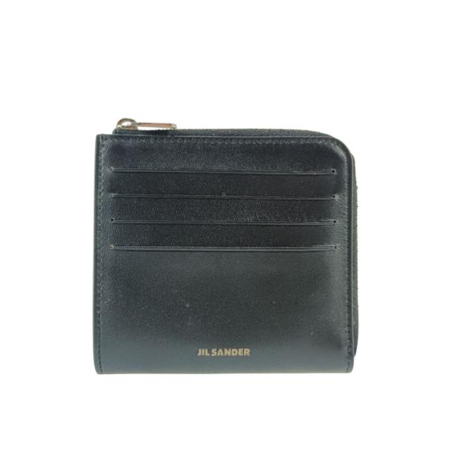 JIL SANDER ジル サンダー フラグメントケース マルチ カード ウォレット J25VL0007 P5713 ブラック カーフレザー メンズ シルバー金具 Ｌ字ファスナー 新古未使用展示品【本物保証】