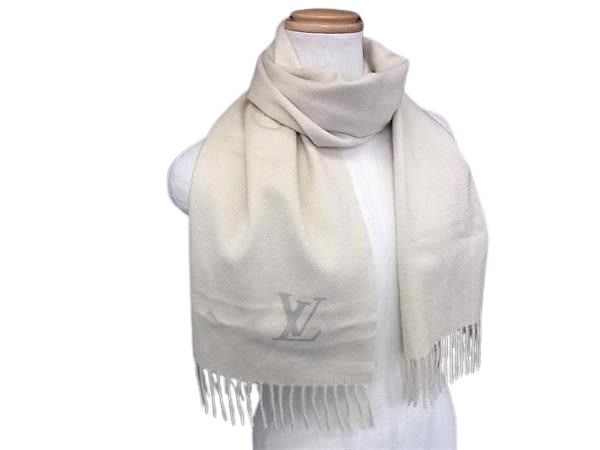 LOUIS VUITTON ルイヴィトン マフラー エシャルプ ジェラム M71287 ベージュ(アイボリー系) カシミヤ100％ ユニセックス フリンジ 美品【本物保証】