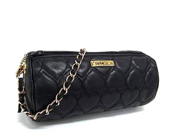MOSCHINO モスキーノ ショルダーバッグ ブラック ゴールド レザー レディース ハート【本物保証】