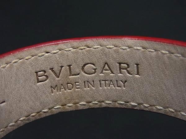 BVLGARI ブルガリ バングル ドッピオトンド レッド レザー レディース シルバー金具 美品【本物保証】_1