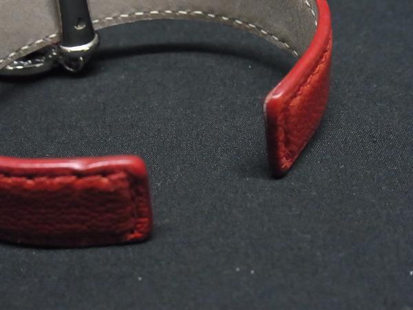 BVLGARI ブルガリ バングル ドッピオトンド レッド レザー レディース シルバー金具 美品【本物保証】_3